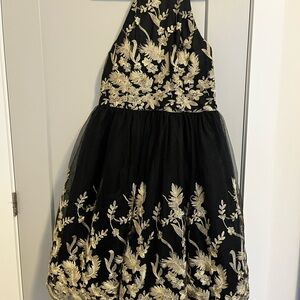 Chi Chi London Black Dress with Gold Embroidery